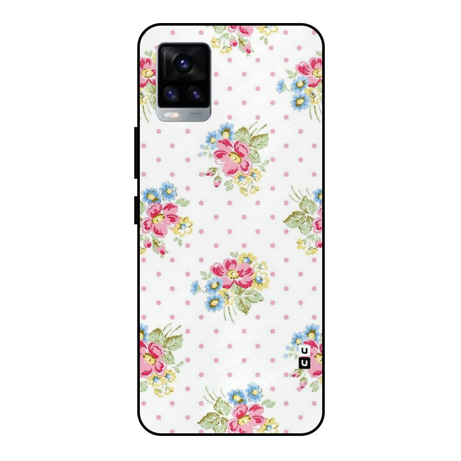 Painted Polka Floral Metal Back Case for Vivo V20 2021