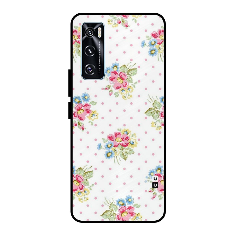 Painted Polka Floral Metal Back Case for Vivo V20 SE
