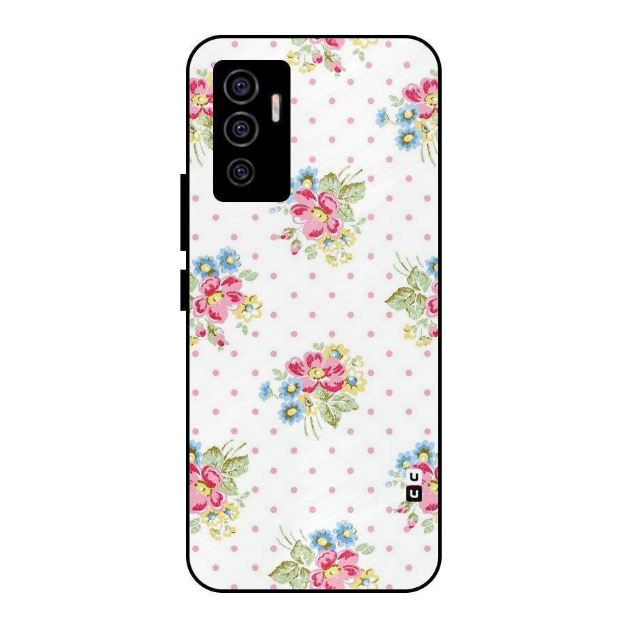 Painted Polka Floral Metal Back Case for Vivo V23e