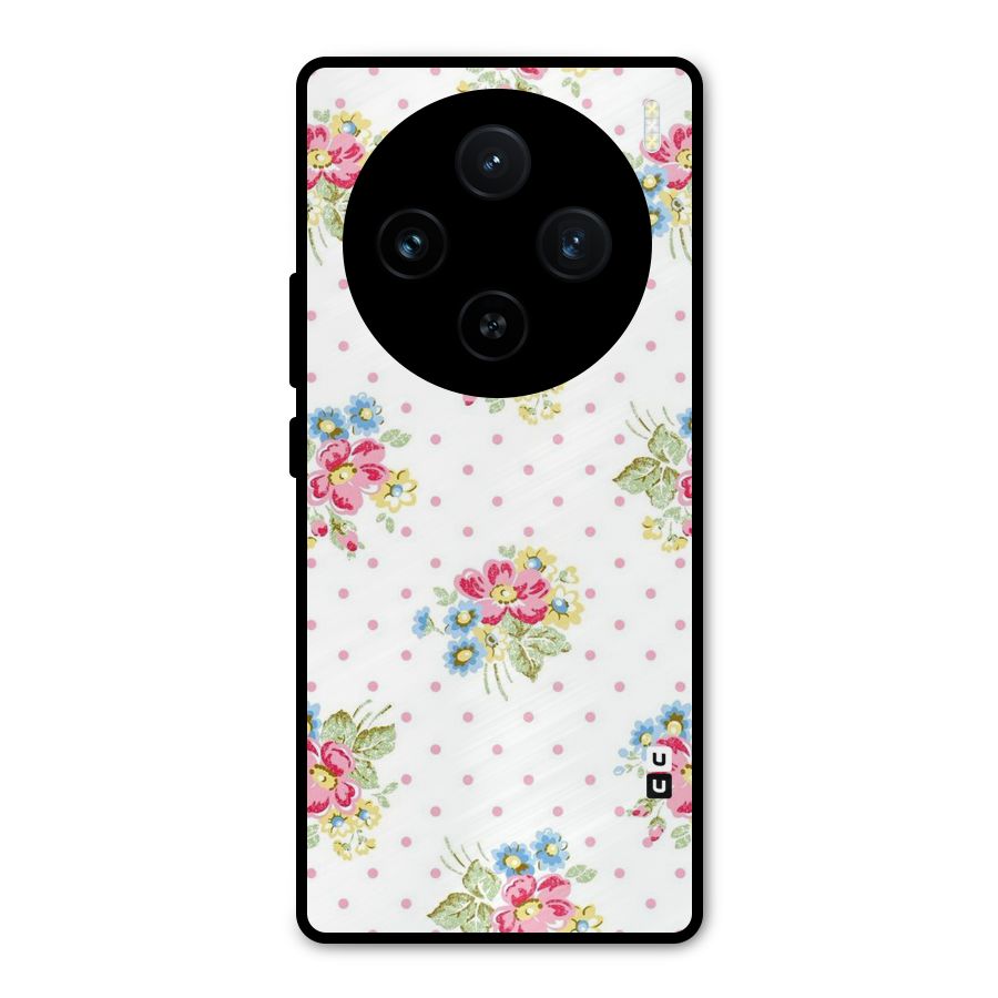 Painted Polka Floral Metal Back Case for Vivo X100