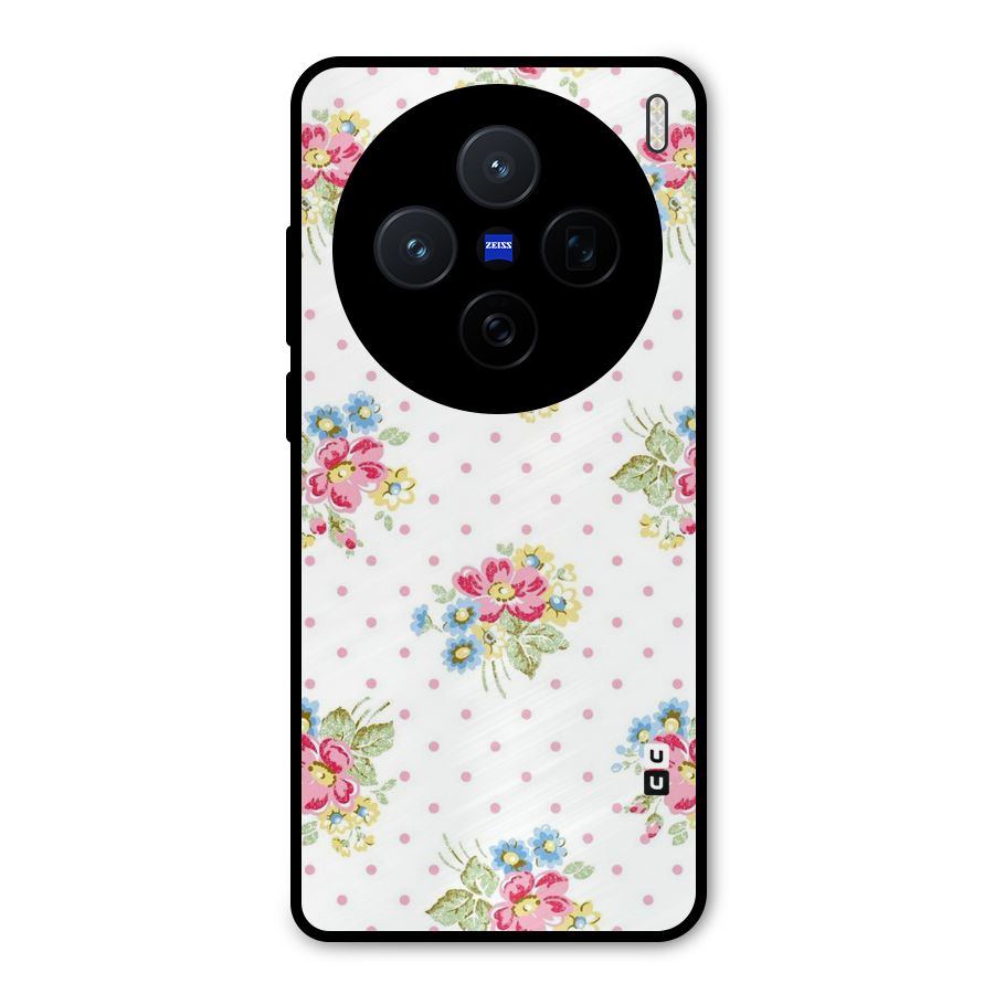 Painted Polka Floral Metal Back Case for Vivo X200