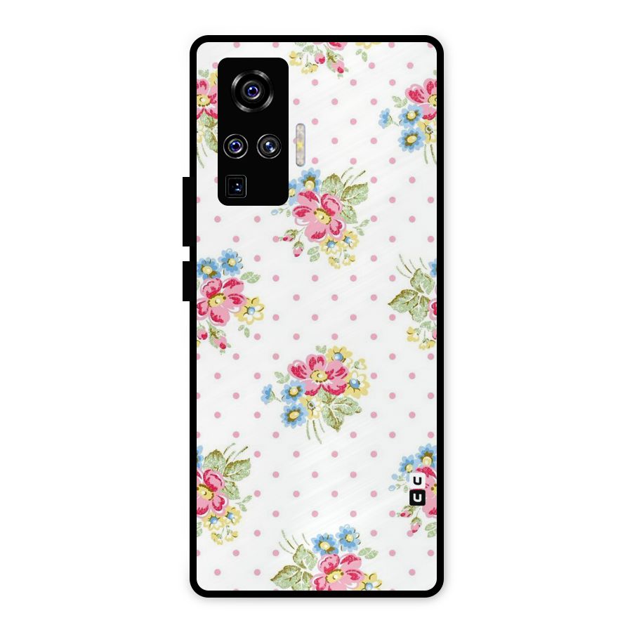 Painted Polka Floral Metal Back Case for Vivo X50 Pro