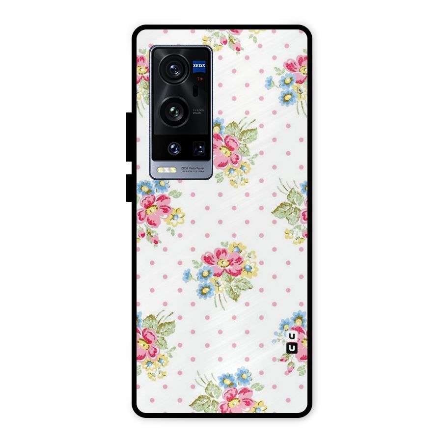 Painted Polka Floral Metal Back Case for Vivo X60 Pro Plus