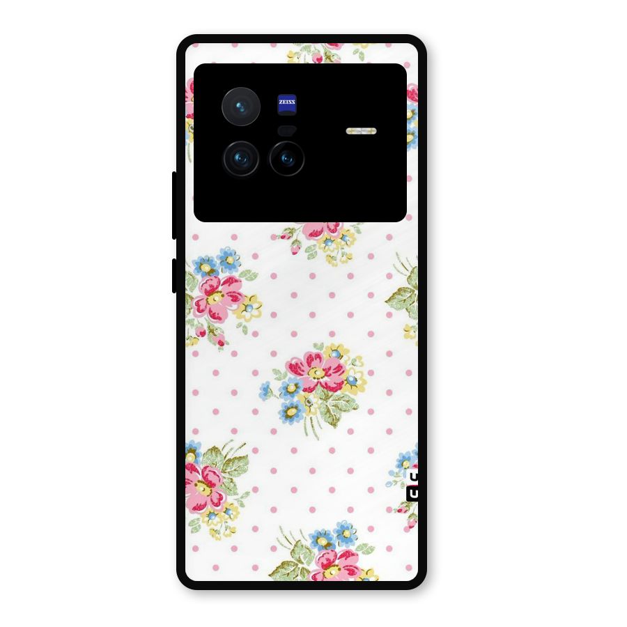Painted Polka Floral Metal Back Case for Vivo X80