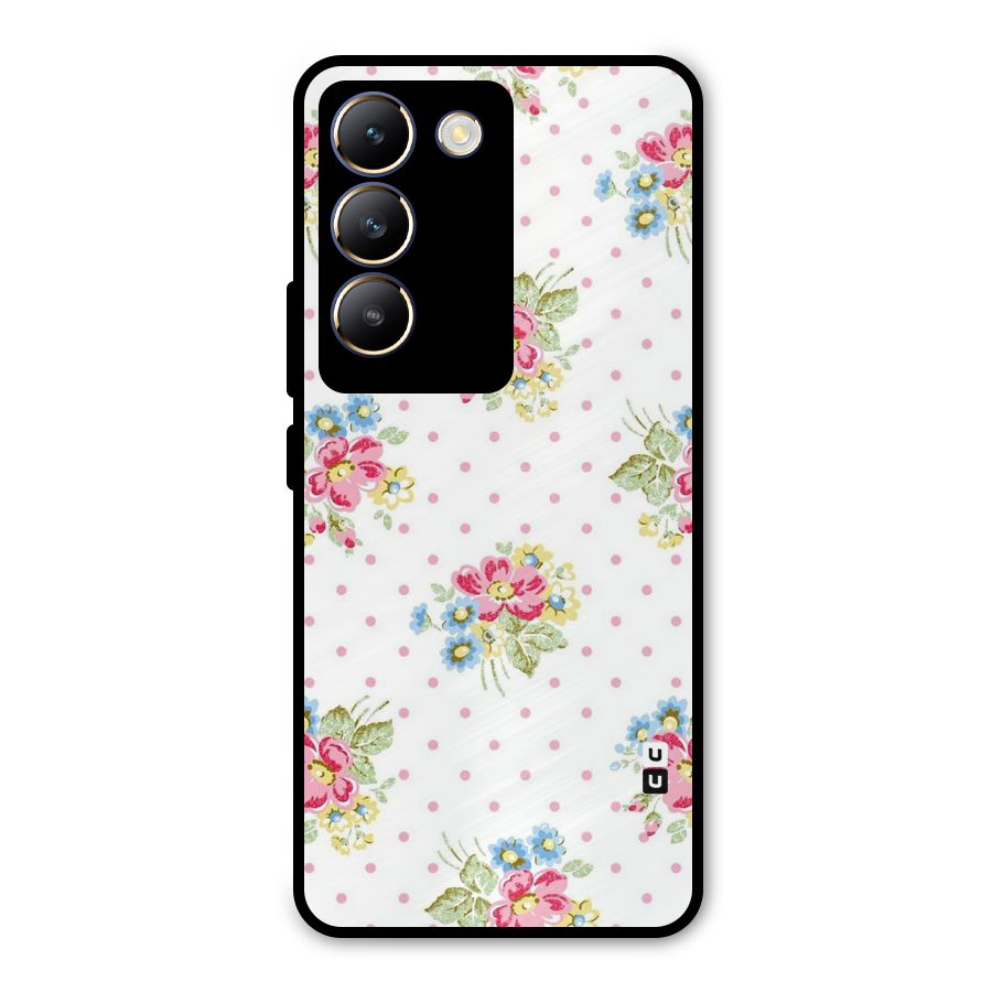 Painted Polka Floral Metal Back Case for Vivo Y200e