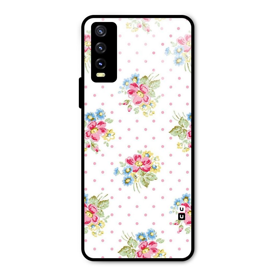 Painted Polka Floral Metal Back Case for Vivo Y20g