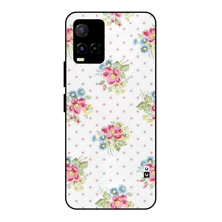 Painted Polka Floral Metal Back Case for Vivo Y21T