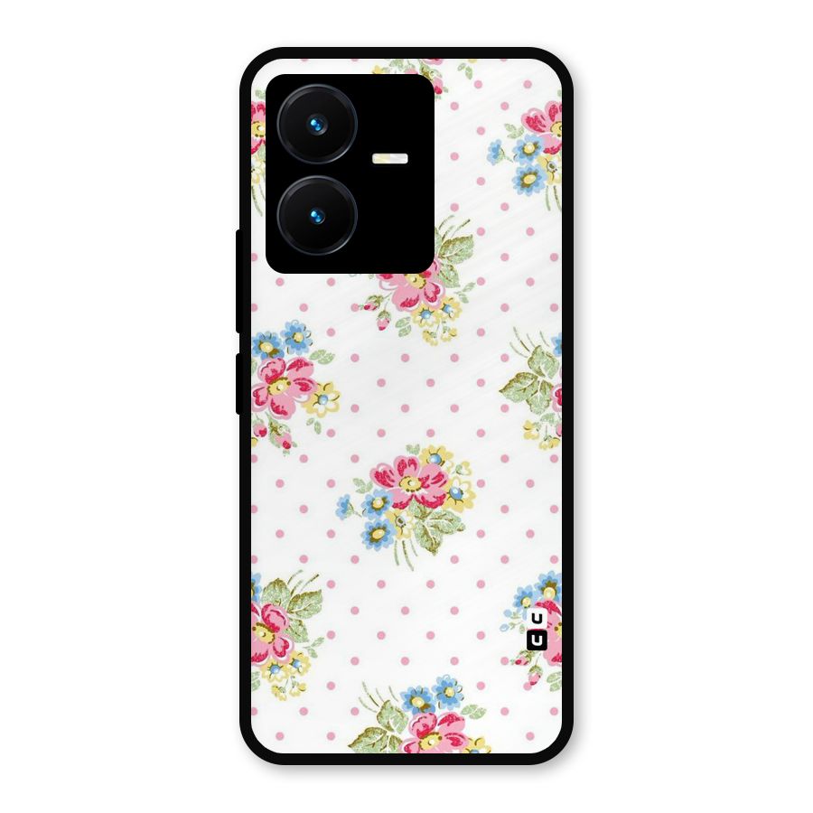 Painted Polka Floral Metal Back Case for Vivo Y22