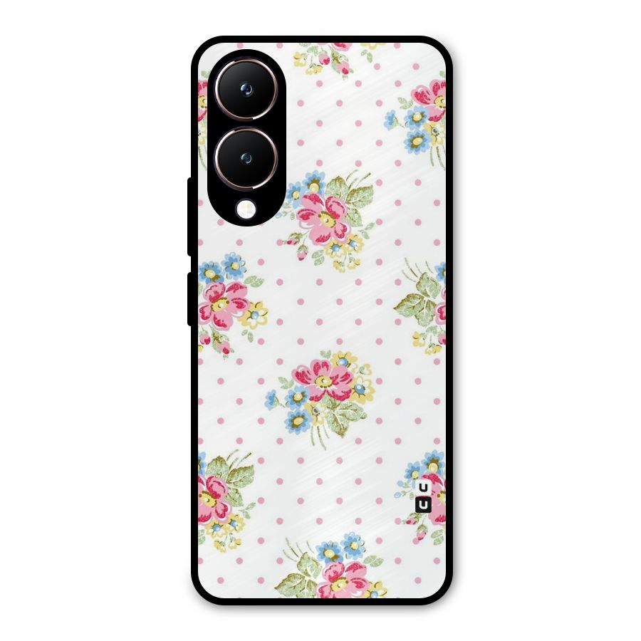 Painted Polka Floral Metal Back Case for Vivo Y28
