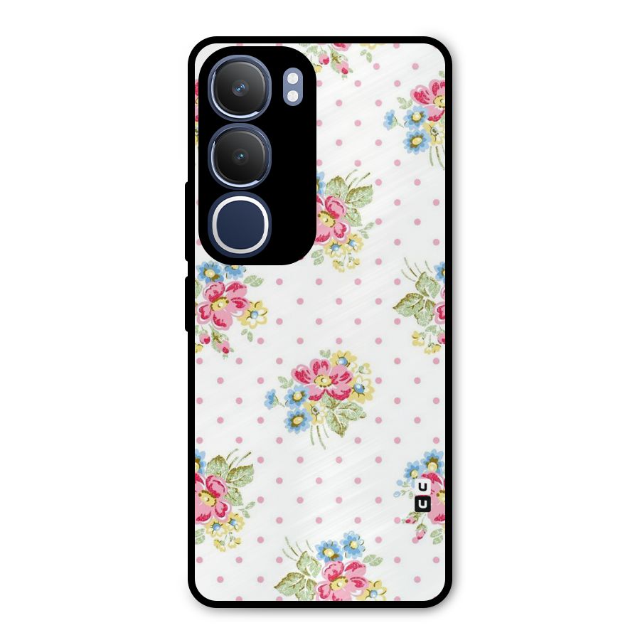 Painted Polka Floral Metal Back Case for Vivo Y29