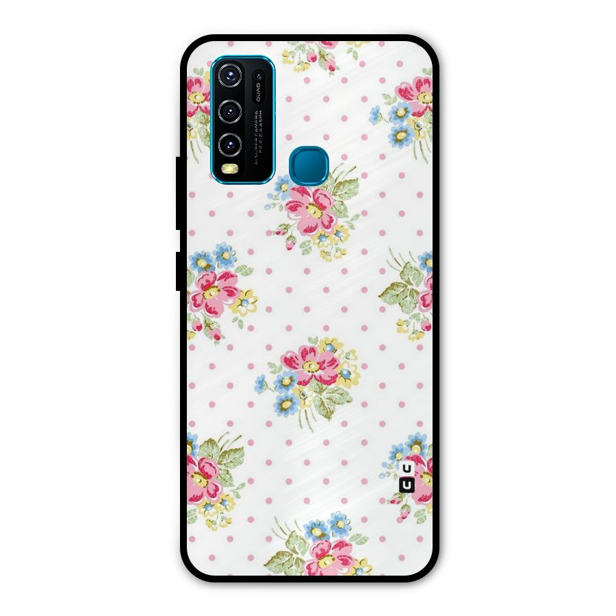 Painted Polka Floral Metal Back Case for Vivo Y30