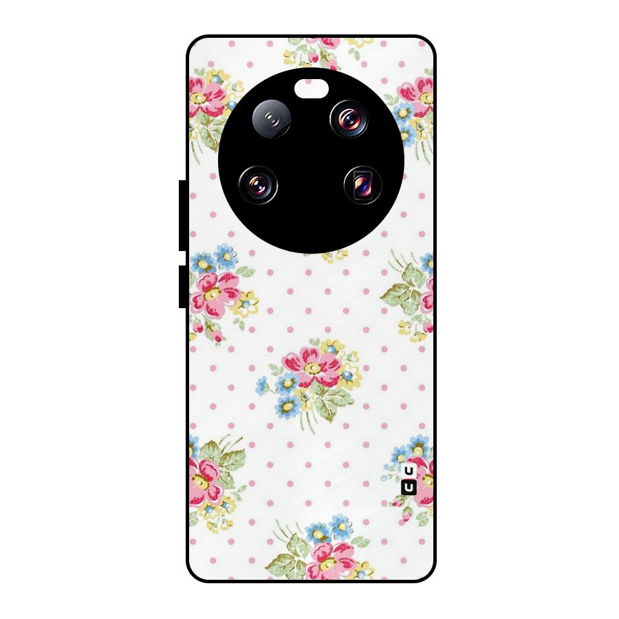 Painted Polka Floral Metal Back Case for Xiaomi 13 Ultra