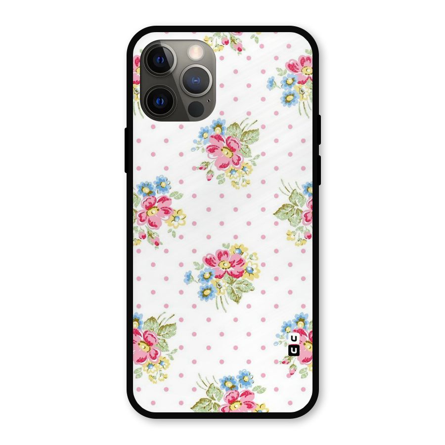 Painted Polka Floral Metal Back Case for iPhone 12 Pro