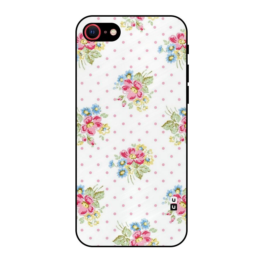 Painted Polka Floral Metal Back Case for iPhone 7