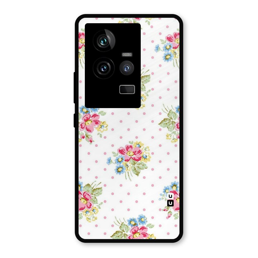Painted Polka Floral Metal Back Case for iQOO 11 5G