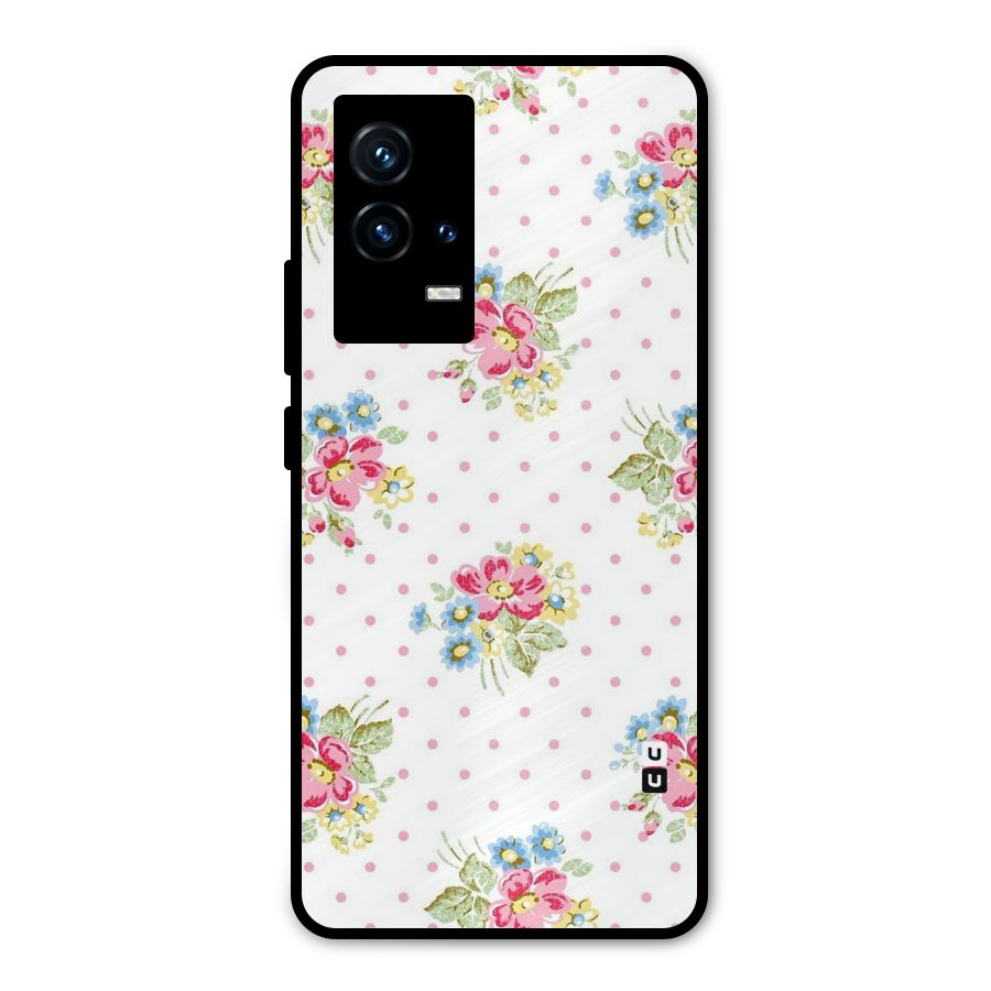 Painted Polka Floral Metal Back Case for iQOO 9 5G