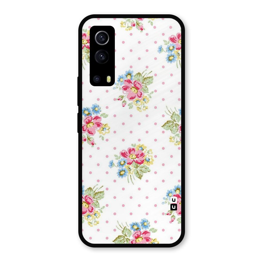 Painted Polka Floral Metal Back Case for iQOO Z3