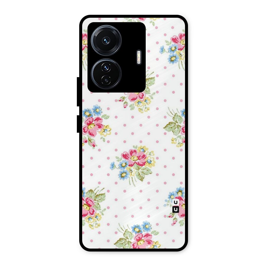 Painted Polka Floral Metal Back Case for iQOO Z6