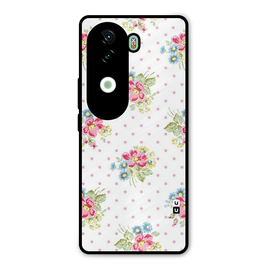 Painted Polka Floral Metal Back Case for iQOO Z9s