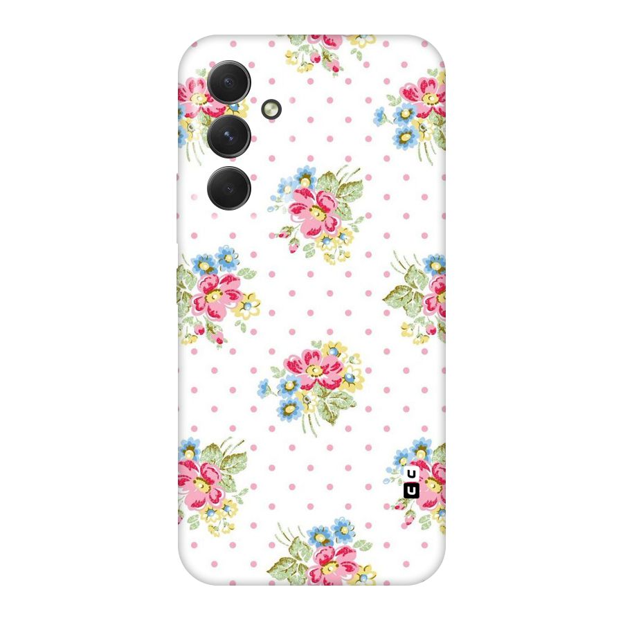Painted Polka Floral Original Polycarbonate Back Case for Galaxy A54