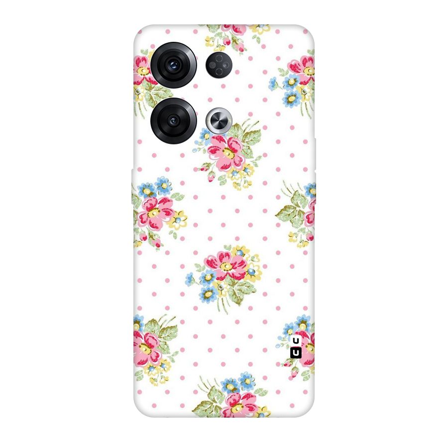 Painted Polka Floral Original Polycarbonate Back Case for Oppo Reno8 Pro 5G