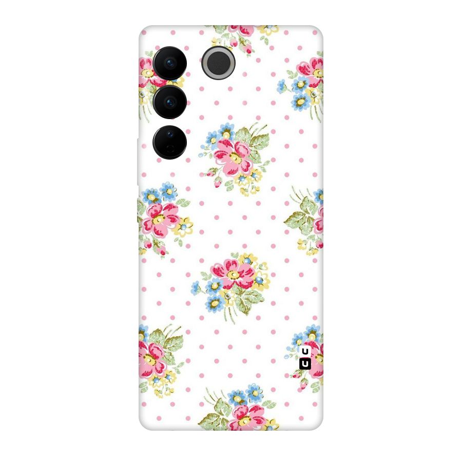 Painted Polka Floral Original Polycarbonate Back Case for Vivo V27