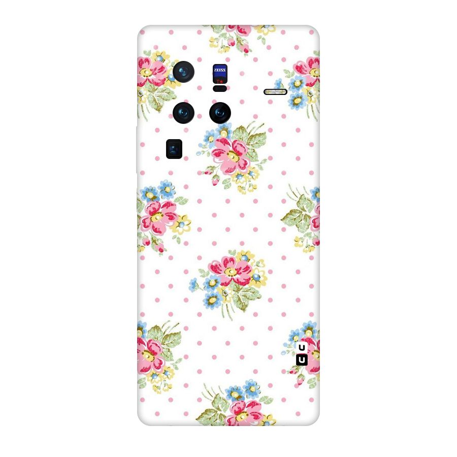 Painted Polka Floral Original Polycarbonate Back Case for Vivo X80