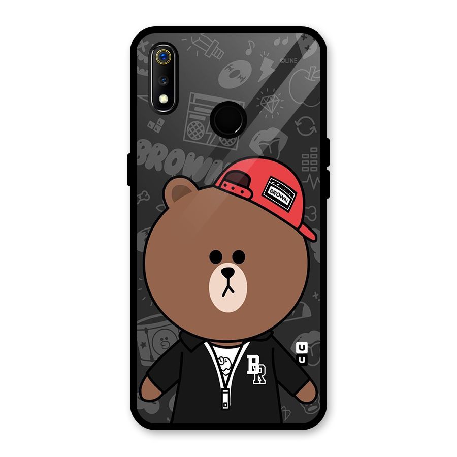 Panda Brown Glass Back Case for Realme 3i