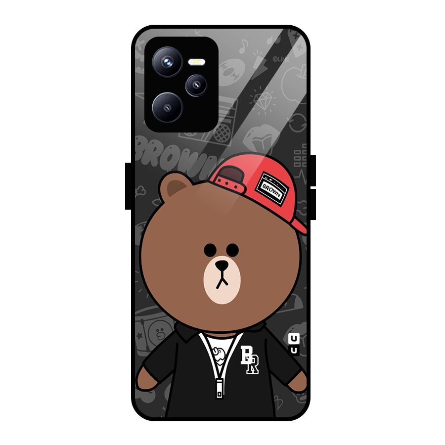 Panda Brown Glass Back Case for Realme C35