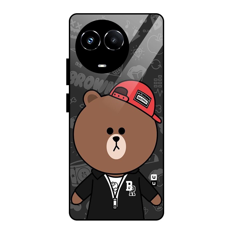 Panda Brown Glass Back Case for Realme Narzo 60X
