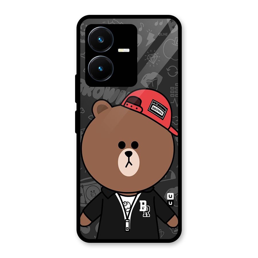Panda Brown Glass Back Case for Vivo Y22s