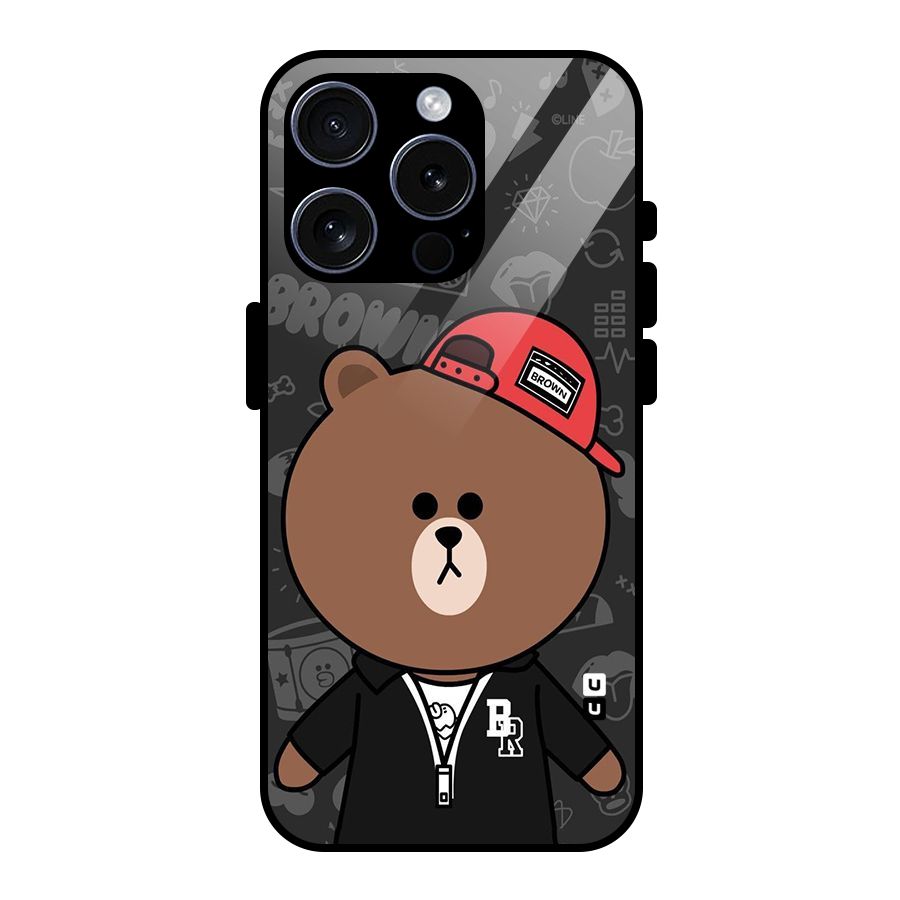 Panda Brown Glass Back Case for iPhone 15 Pro