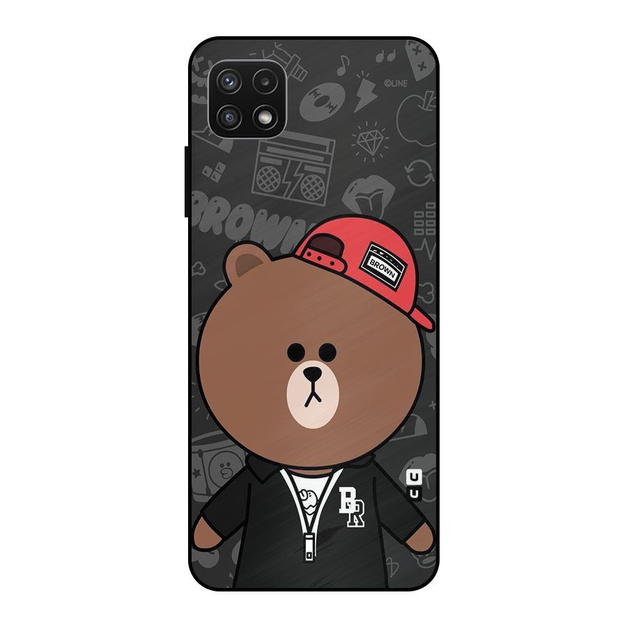 Panda Brown Metal Back Case for Galaxy A22 5G