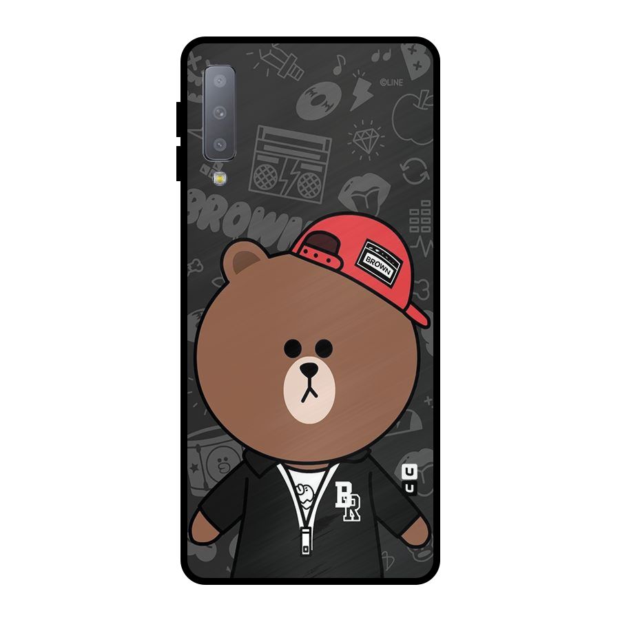 Panda Brown Metal Back Case for Galaxy A7 (2018)