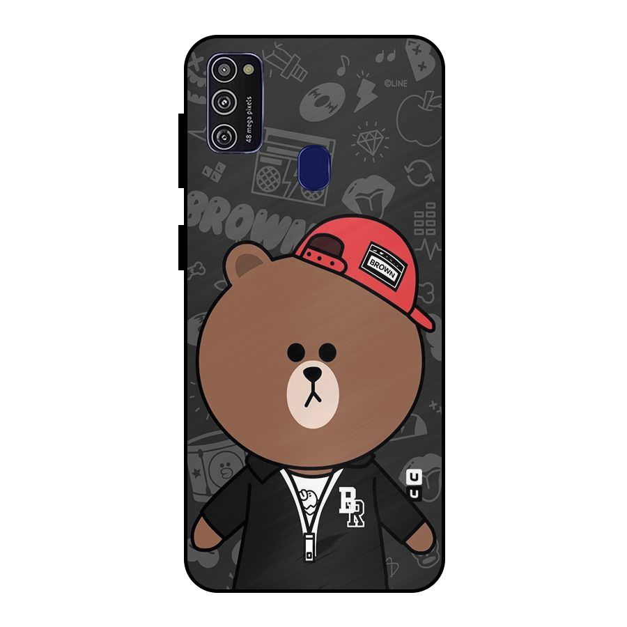 Panda Brown Metal Back Case for Galaxy M21