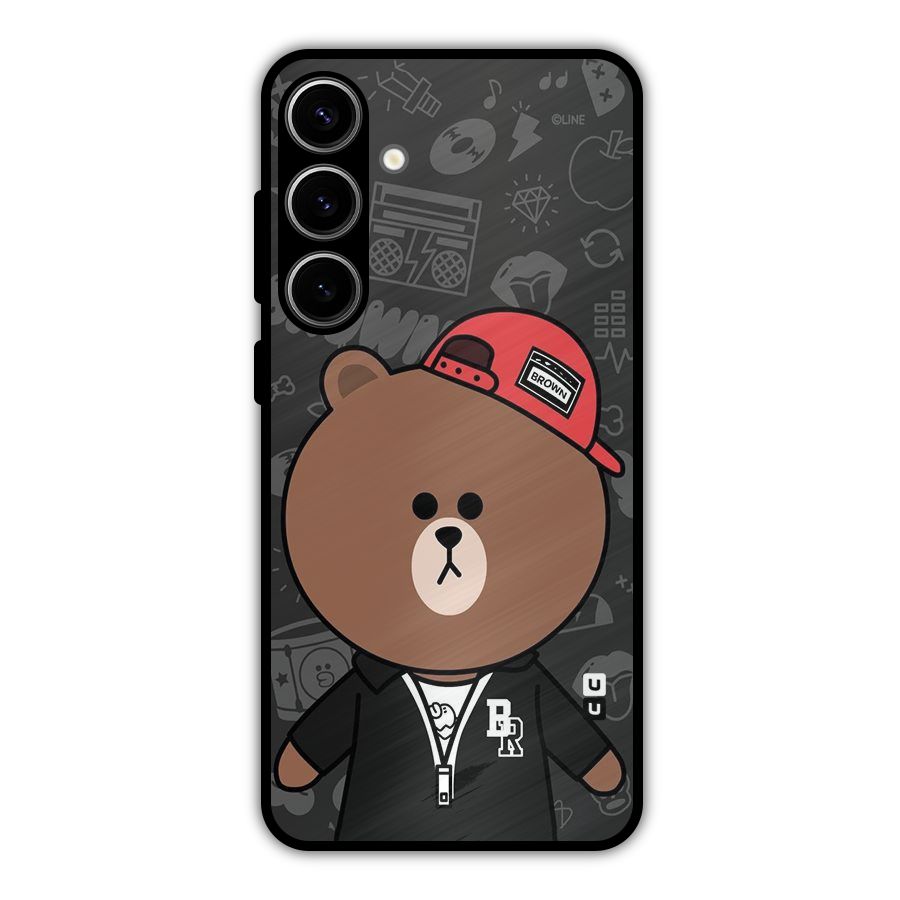 Panda Brown Metal Back Case for Galaxy S24 Plus