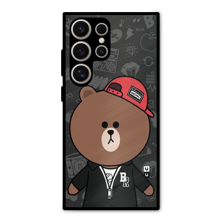 Panda Brown Metal Back Case for Galaxy S24 Ultra