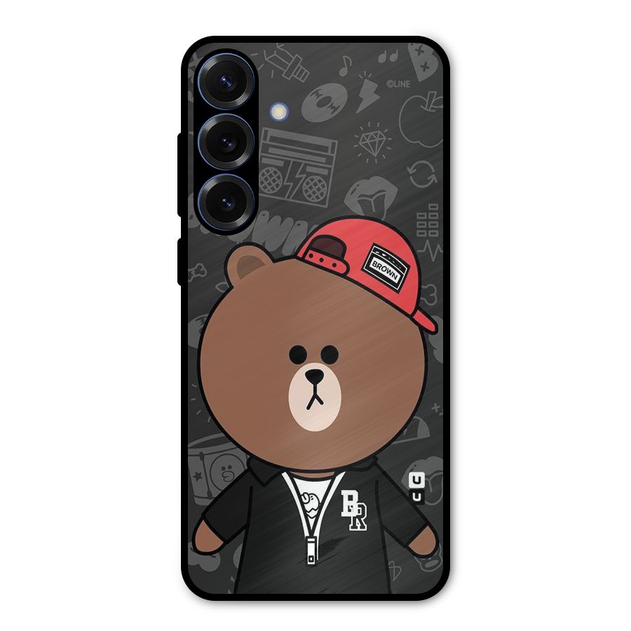 Panda Brown Metal Back Case for Galaxy S25 Plus