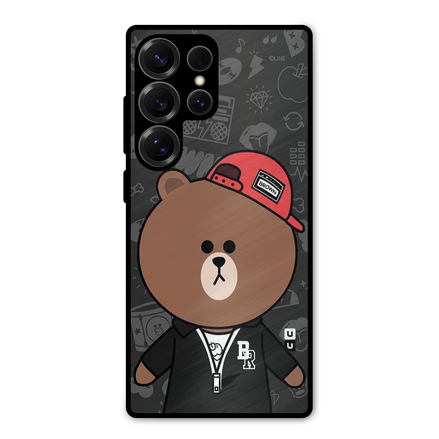 Panda Brown Metal Back Case for Galaxy S25 Ultra