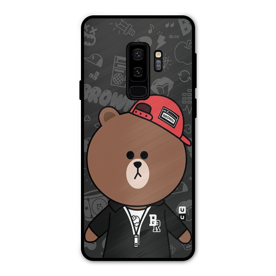 Panda Brown Metal Back Case for Galaxy S9 Plus