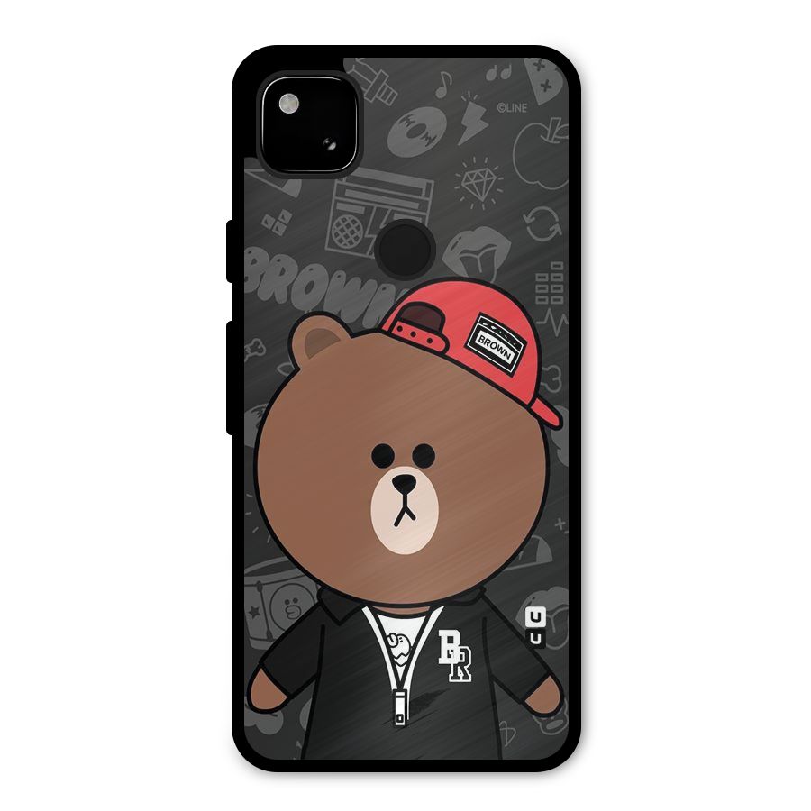 Panda Brown Metal Back Case for Google Pixel 4a