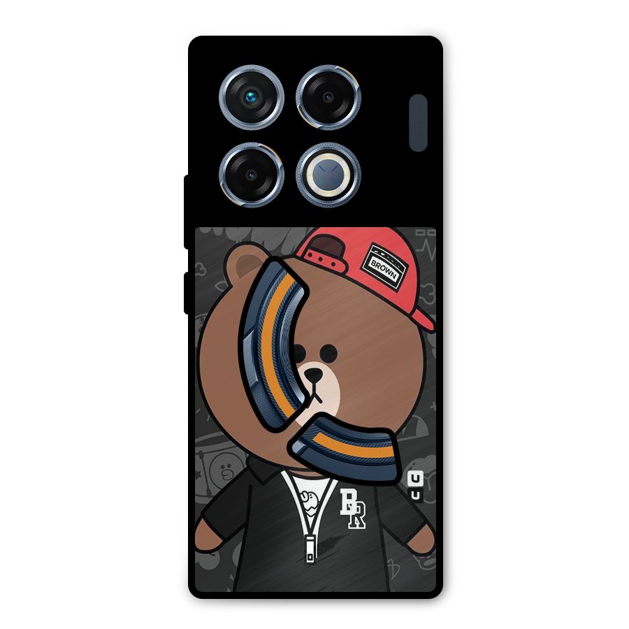 Panda Brown Metal Back Case for Infinix GT 20 Pro