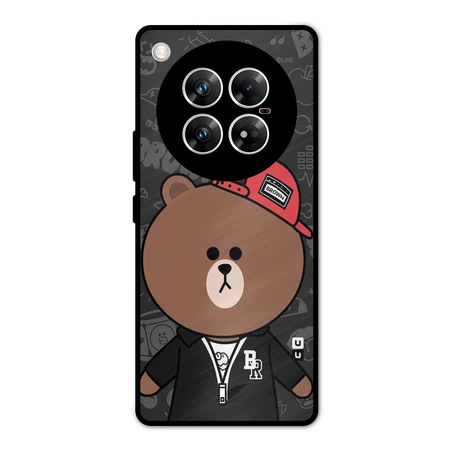Panda Brown Metal Back Case for Infinix Zero 40 5G