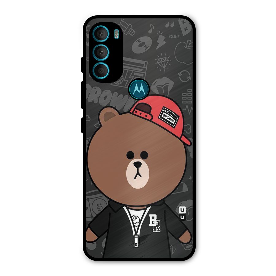 Panda Brown Metal Back Case for Moto G71 5G