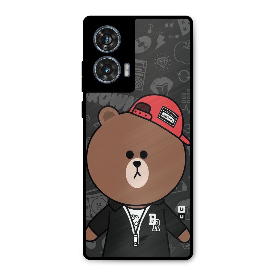 Panda Brown Metal Back Case for Motorola Edge 50 Fusion