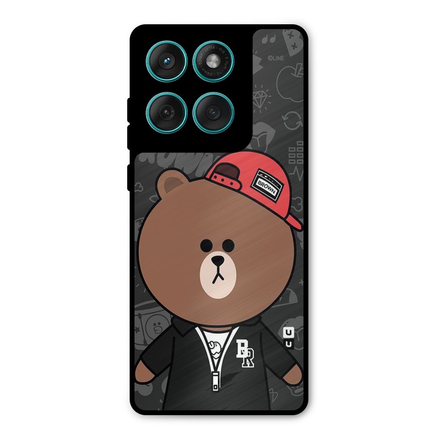 Panda Brown Metal Back Case for Motorola Edge 60