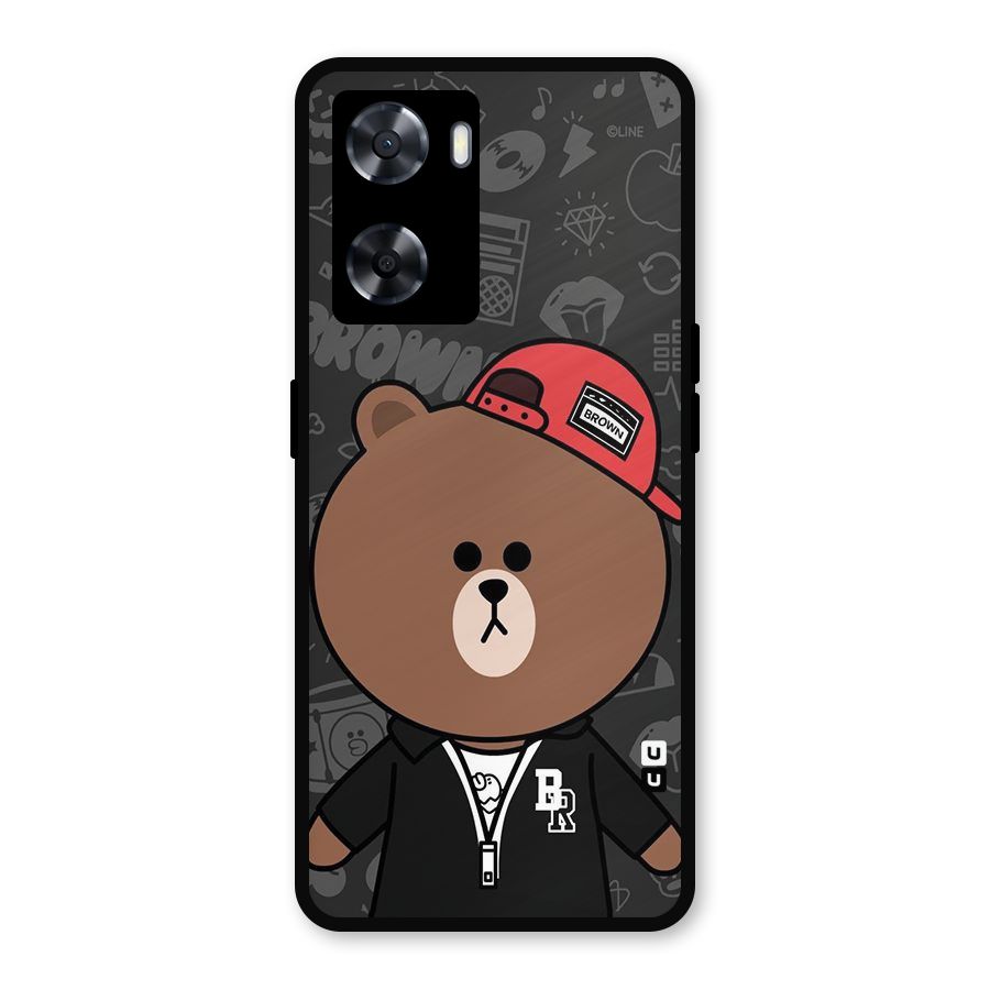 Panda Brown Metal Back Case for Oppo A77s