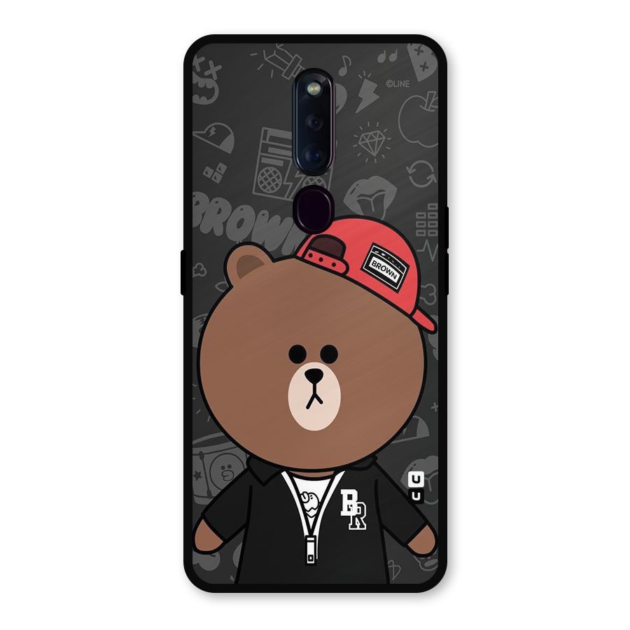 Panda Brown Metal Back Case for Oppo F11 Pro