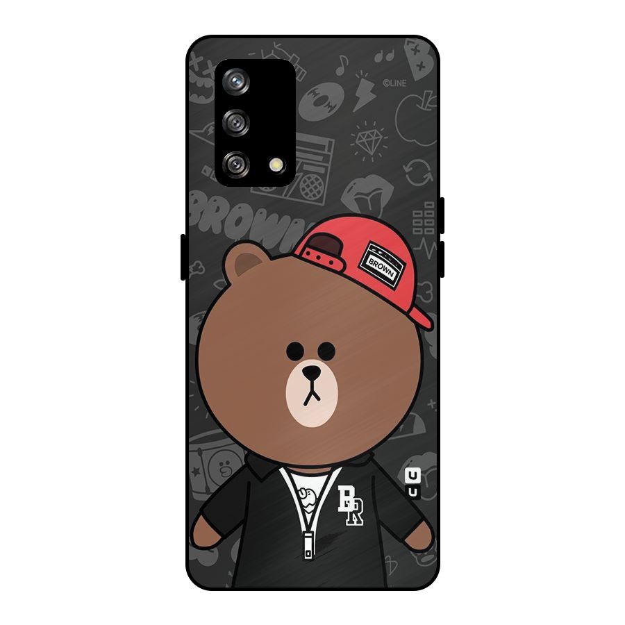 Panda Brown Metal Back Case for Oppo F19