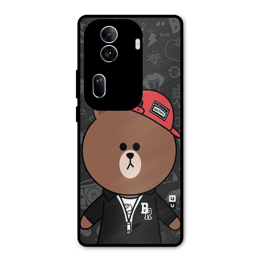 Panda Brown Metal Back Case for Oppo Reno11 Pro 5G